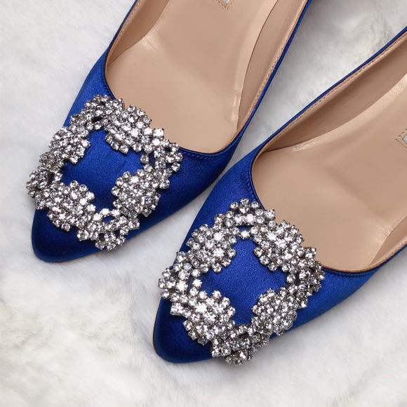 โค๏ธSOLDโค๏ธManolo Blahnik hangisi pumps 100 blue 35 - Picture 3 of 10
